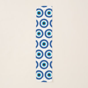 Blue evil eye pattern chiffon scarf design