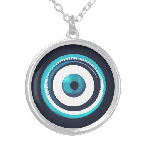 Blue Evil Eye Pendant Necklace _ Greek Charm