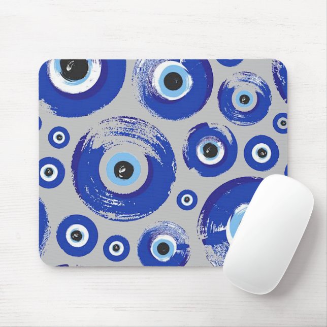 Blue Evil Eye Printed  Mouse Pad (With Mouse)