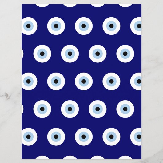 Blue Evil Eye Protection Symbol Scrap Book Paper (Back)