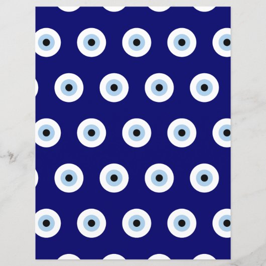 Blue Evil Eye Protection Symbol Scrap Book Paper (Front)