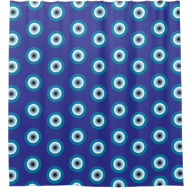 Blue Evil Eye Shower Curtain (Front)