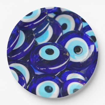 Blue Evil Eye Souvenir Sold In Istanbul Turkey Paper Plates by bbourdages at Zazzle