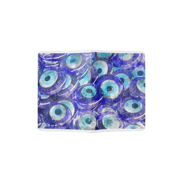 Blue Evil Eye souvenir sold in Istanbul Turkey Passport Holder (Opened)