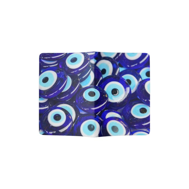 Blue Evil Eye souvenir sold in Istanbul Turkey Passport Holder (Opened)