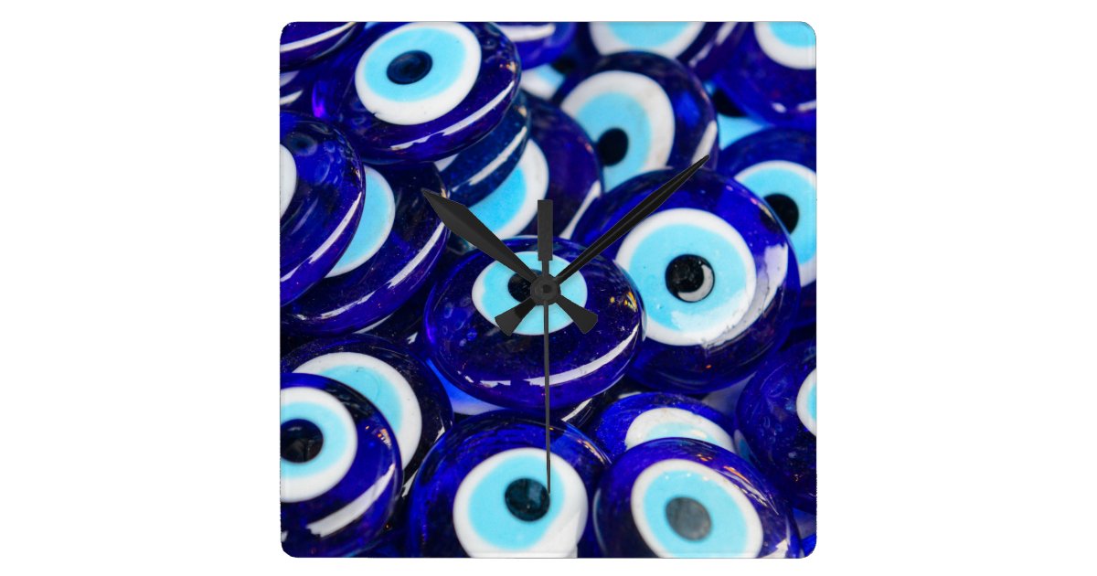 Blue Evil Eye Souvenir Sold In Istanbul Turkey Square Wall Clock Zazzle Com