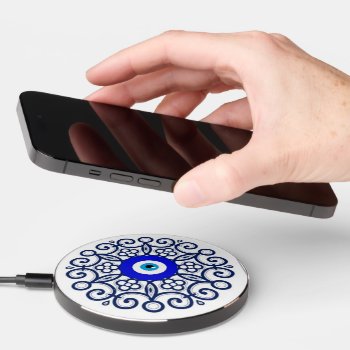 Blue Evil Eye Wireless Charger by hennabyjessica at Zazzle