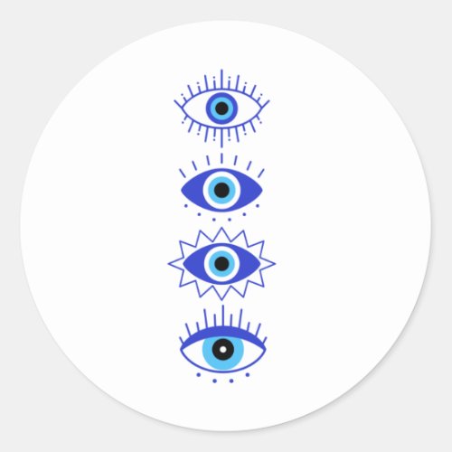 Blue Evil Eyes Energy Meditation Hamsa  Mystical  Classic Round Sticker