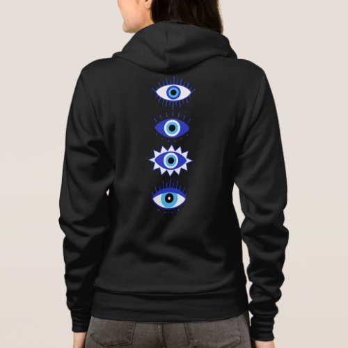 Blue Evil Eyes Energy Meditation Hamsa  Mystical Hoodie