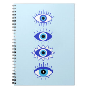 Blue Evil Eyes Energy Meditation Hamsa Mystical Notebook