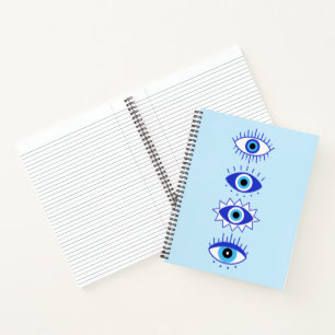 Blue Evil Eyes Energy Meditation Hamsa Mystical Notebook