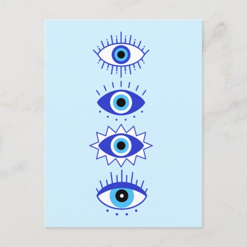 Blue Evil Eyes Energy Meditation Hamsa  Mystical  Postcard