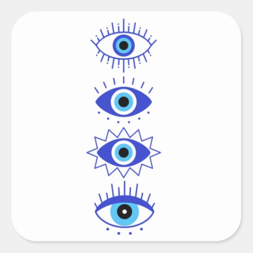 Blue Evil Eyes Energy Meditation Hamsa  Mystical  Square Sticker