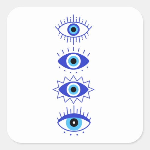 Blue Evil Eyes Energy Meditation Hamsa  Mystical  Square Sticker