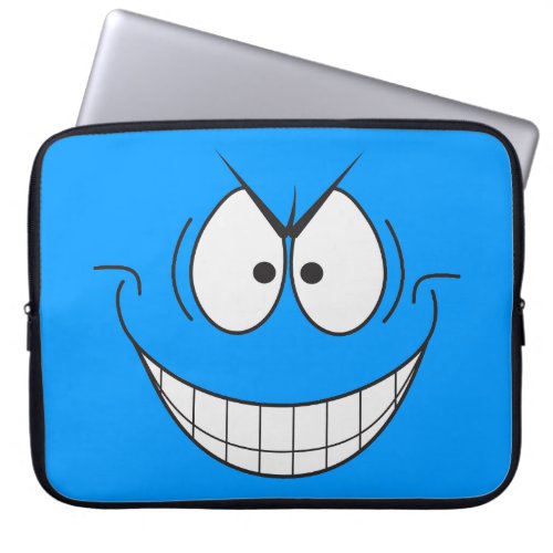 Blue Evil Genius Villain Face Laptop Sleeve