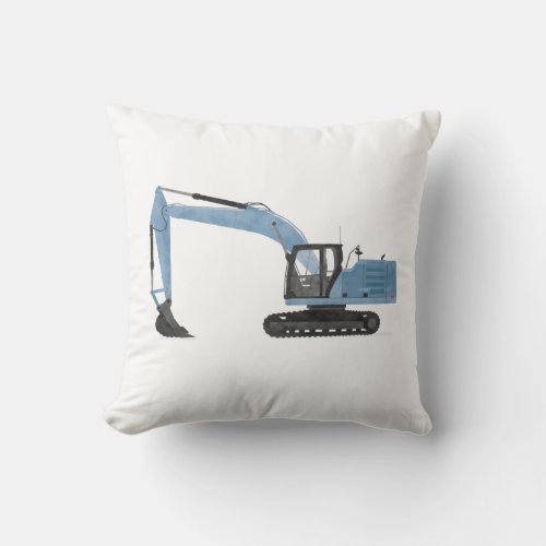 Blue Excavator Construction Vehicle Boys Room Throw Pillow