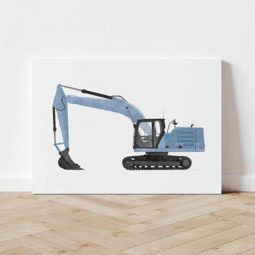Blue Excavator Construction Vehicle Canvas Print