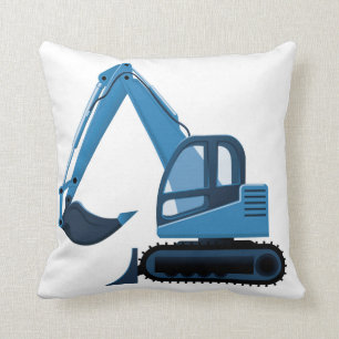 Blue Excavator Pillow