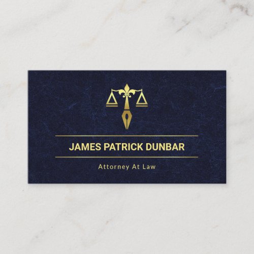 Blue Exquisite Marble Gold Justice Scales Lawyer Business Card