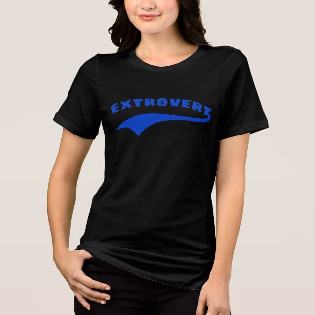 Blue Extrovert Typography Swoosh Custom Date Tri-Blend Shirt (Front)