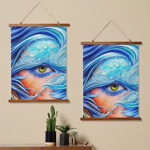 Blue Eye Abstract Fantasy Ornate Artwork  Hanging Tapestry