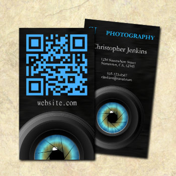 Blue Eye Camera Lens Photographer Photography Business Card by sunnymars at Zazzle
