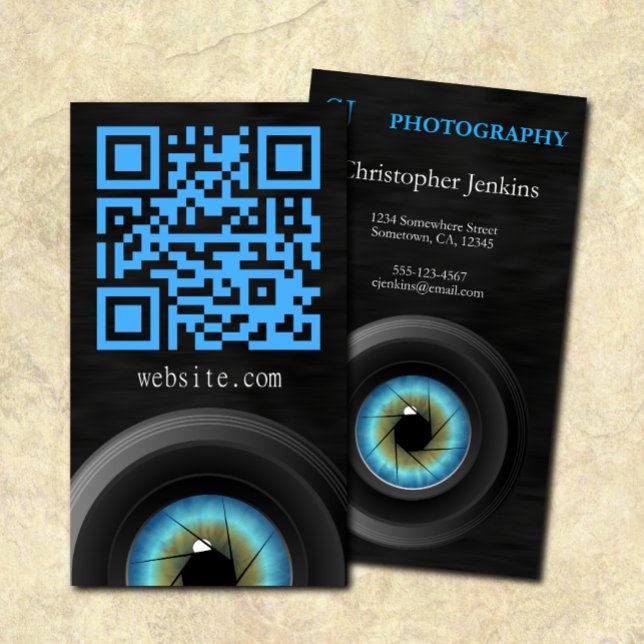 Blue Eye Camera Lens Photographer Photography Business Card