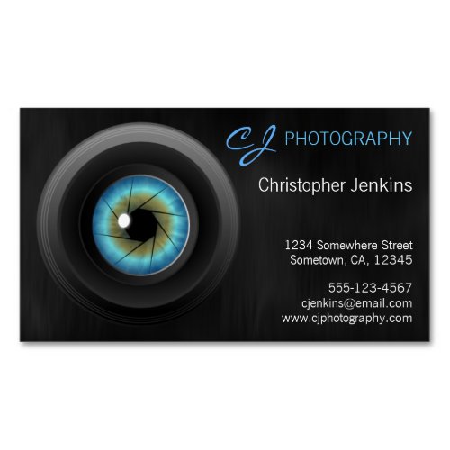 Blue Eye Camera Lens Photography Photographer Business Card Magnet