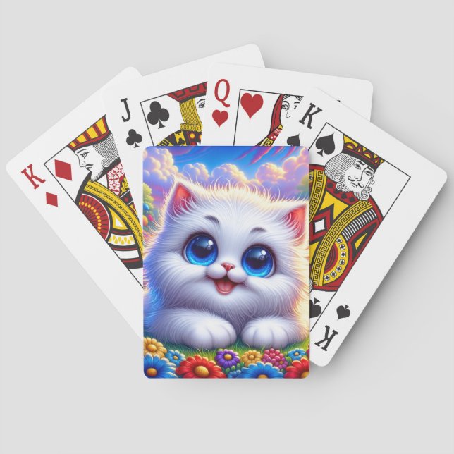 Blue eye cartoon cat poker cards (Back)