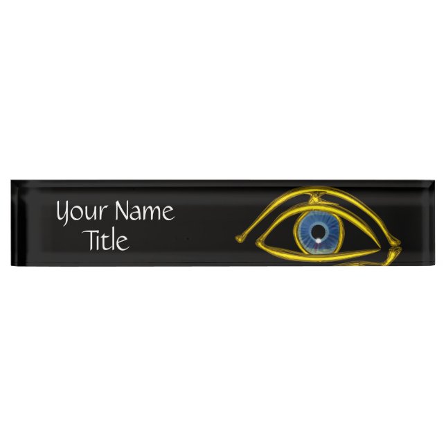 BLUE EYE Doctor,Oculist Ophthalmic Symbol,Black Name Plate (Front)