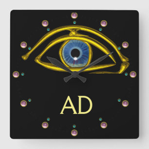 BLUE EYE Doctor,Ophthalmic,Oculist Symbol,Black Square Wall Clock