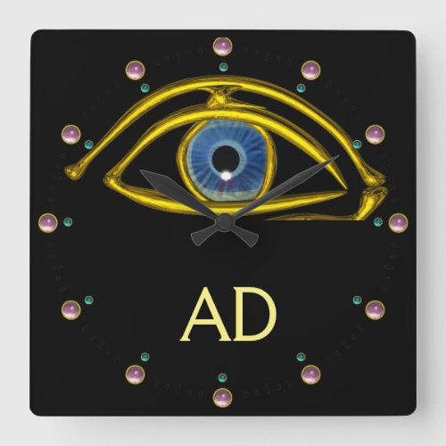 BLUE EYE DoctorOphthalmicOculist SymbolBlack Square Wall Clock