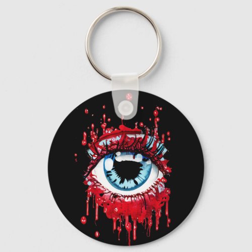 Blue Eye Dripping Blood horror art Keychain