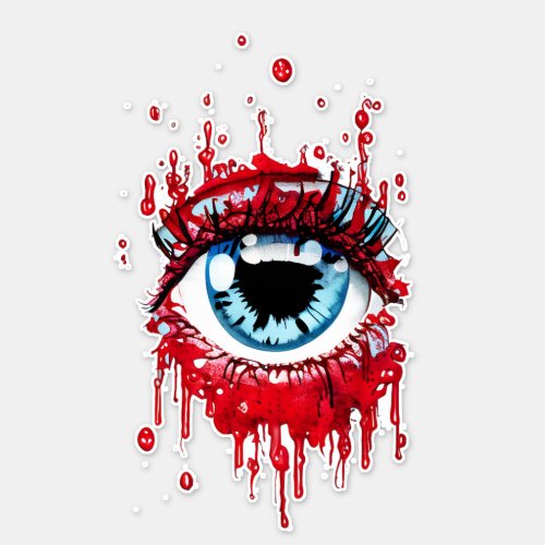 Blue Eye Dripping Blood horror art Sticker