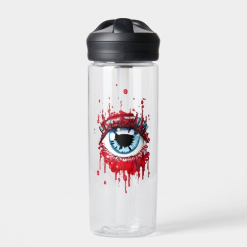 Blue Eye Dripping Blood horror art Water Bottle