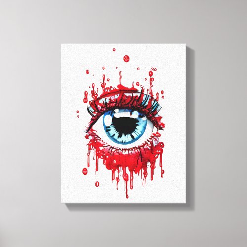 Blue Eye Dripping Blood horror dark goth art Canvas Print