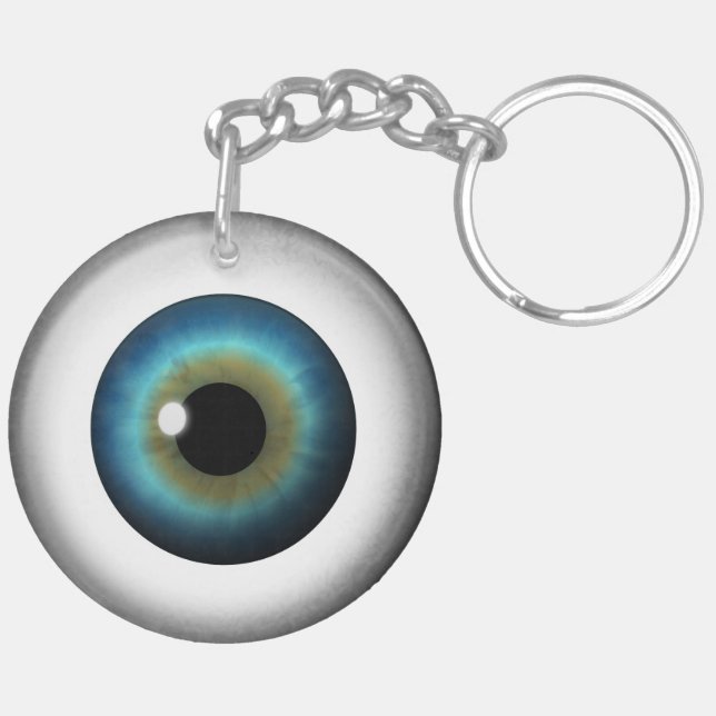 Blue Eye Eyeball Round Two Sided Acrylic Keychain (Back Left)