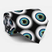 Blue Eye Eyeballs Cool Custom NeckTies Black Tie (Rolled)