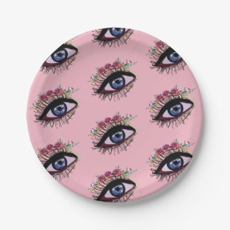 Blue Eye & Flower Custom Paper Plates