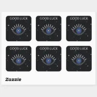 Blue eye good luck, evil eye protection square sticker