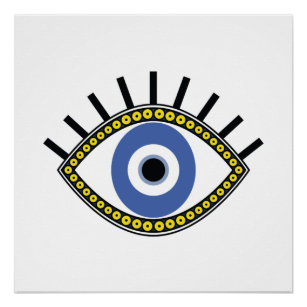 Blue eye, good luck, greek evil eye amulet poster