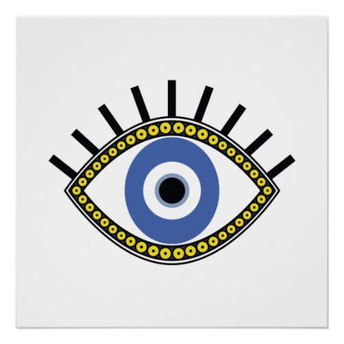 Blue eye good luck greek evil eye amulet poster