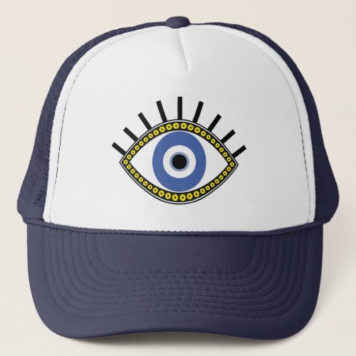 Blue eye good luck greek evil eye amulet trucker hat