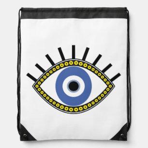Blue eye, good luck, greek evil eye protection drawstring bag