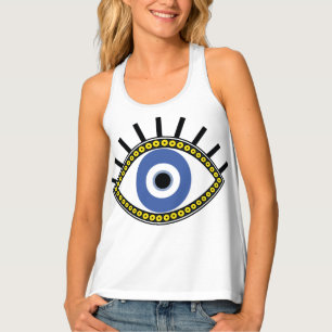 Blue eye, good luck, greek evil eye protection tank top