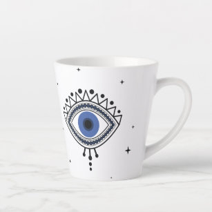 Blue eye good luck protection magic symbol latte mug