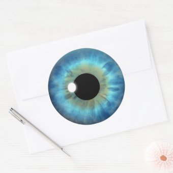 Blue Eye Iris Cool Eyeball Custom Round Stickers | Zazzle