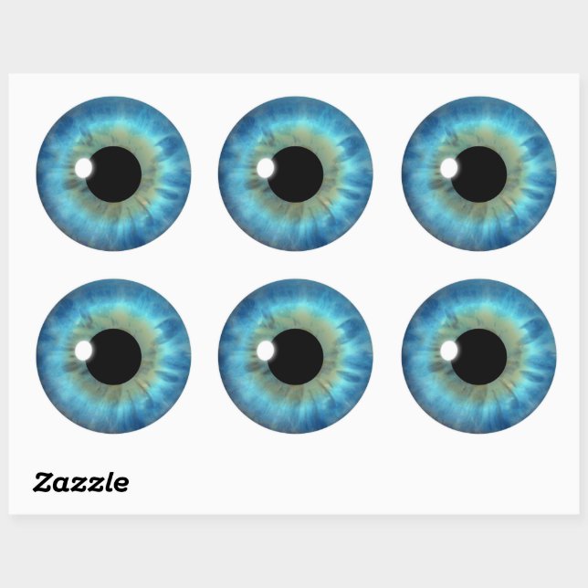Blue Eye Iris Cool Eyeball Custom Round Stickers (Sheet)
