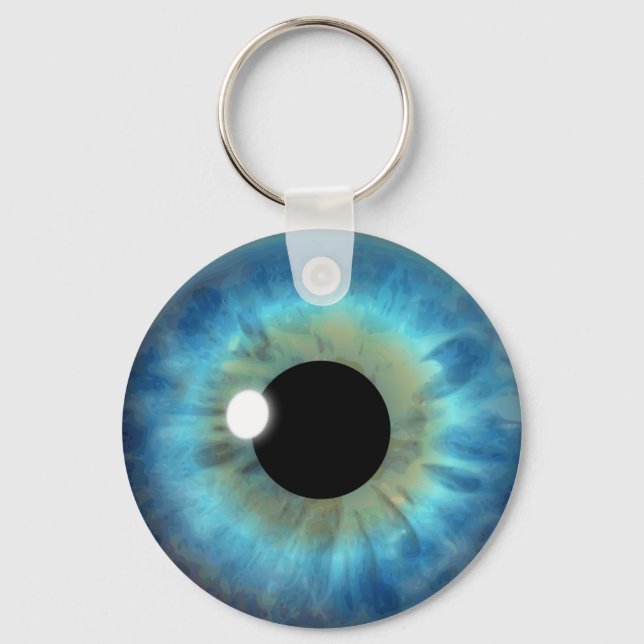 Blue Eye Iris Eyeball Cool Custom Round Key Chain (Front)