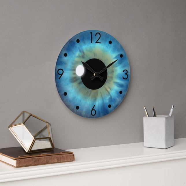 Blue Eye Iris Eyeball Custom Large Round Clock (Office)